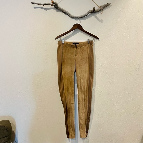 BCBGMaxAzria Faux Suede Zipper Leggings in Mocha - Picture 1 of 9